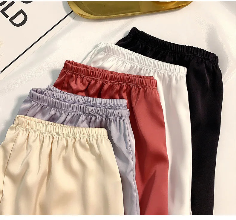 Women's Summer Ice Silk Pajama Shorts – Satin Sleepwear Bottoms