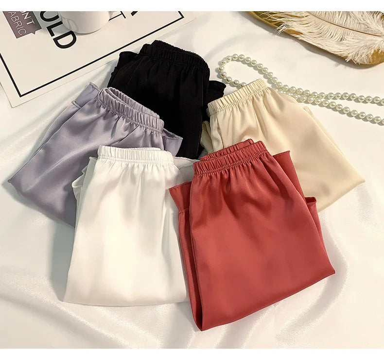 Women's Summer Ice Silk Pajama Shorts – Satin Sleepwear Bottoms