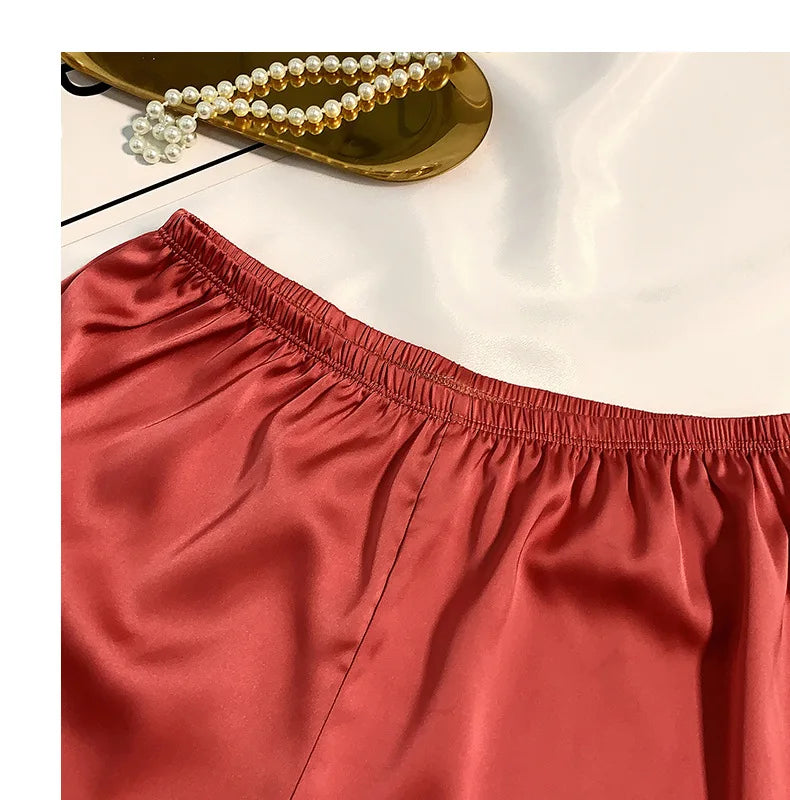 Women's Summer Ice Silk Pajama Shorts – Satin Sleepwear Bottoms