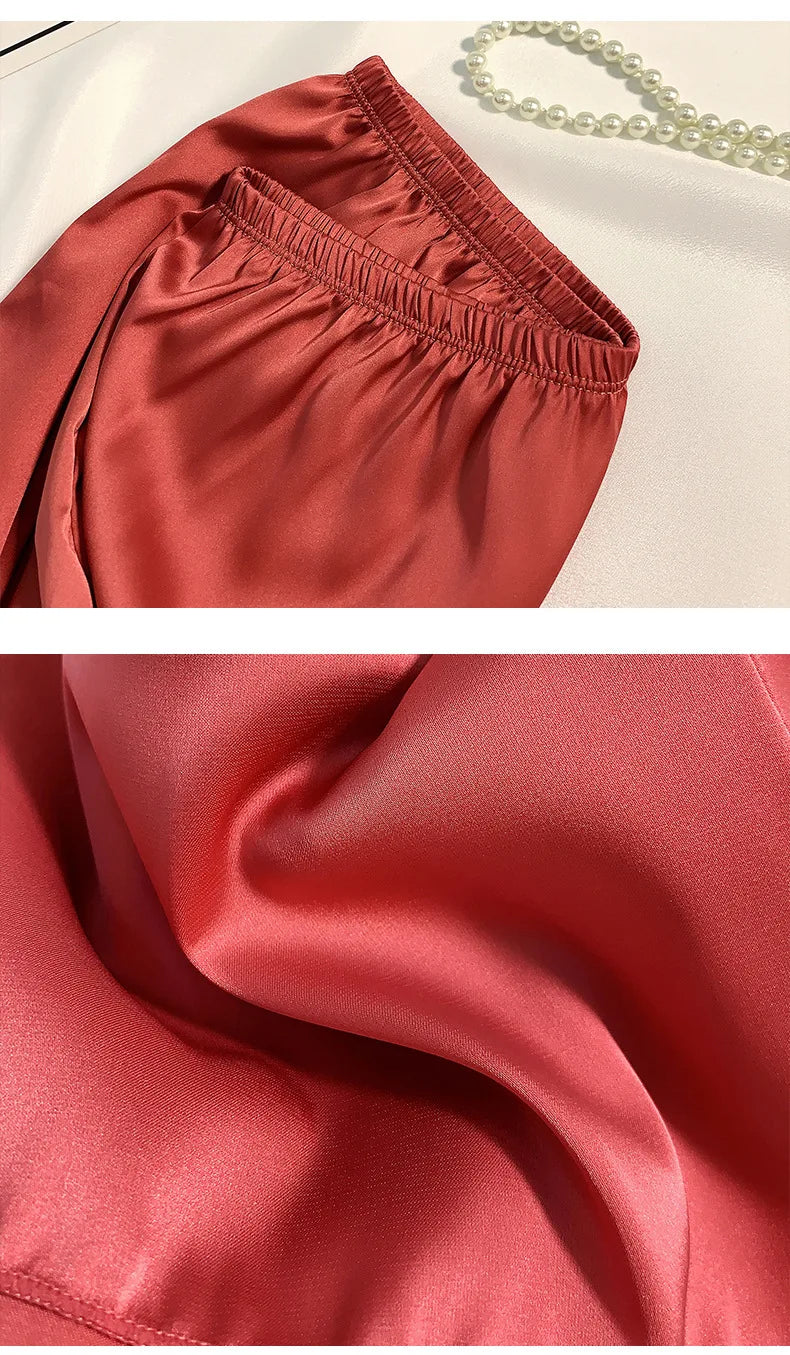 Women's Summer Ice Silk Pajama Shorts – Satin Sleepwear Bottoms