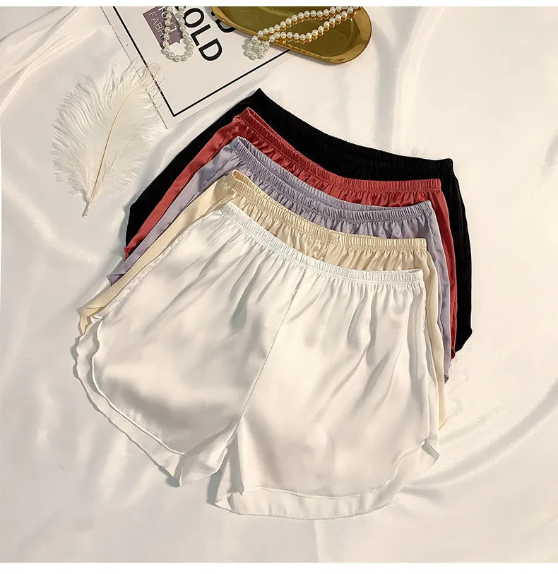 Women's Summer Ice Silk Pajama Shorts – Satin Sleepwear Bottoms