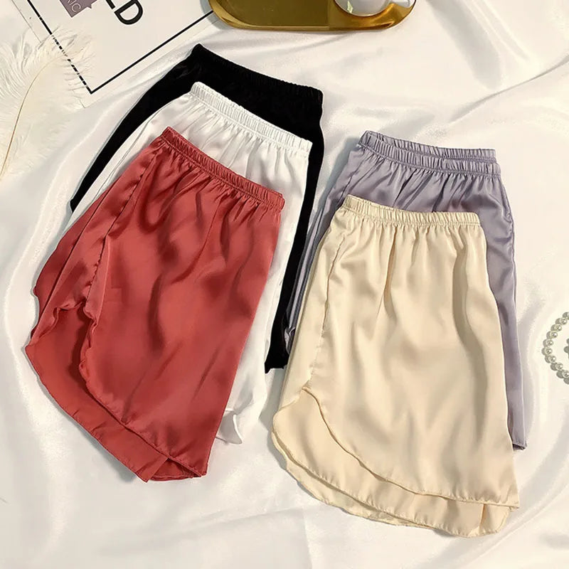 Women's Summer Ice Silk Pajama Shorts – Satin Sleepwear Bottoms
