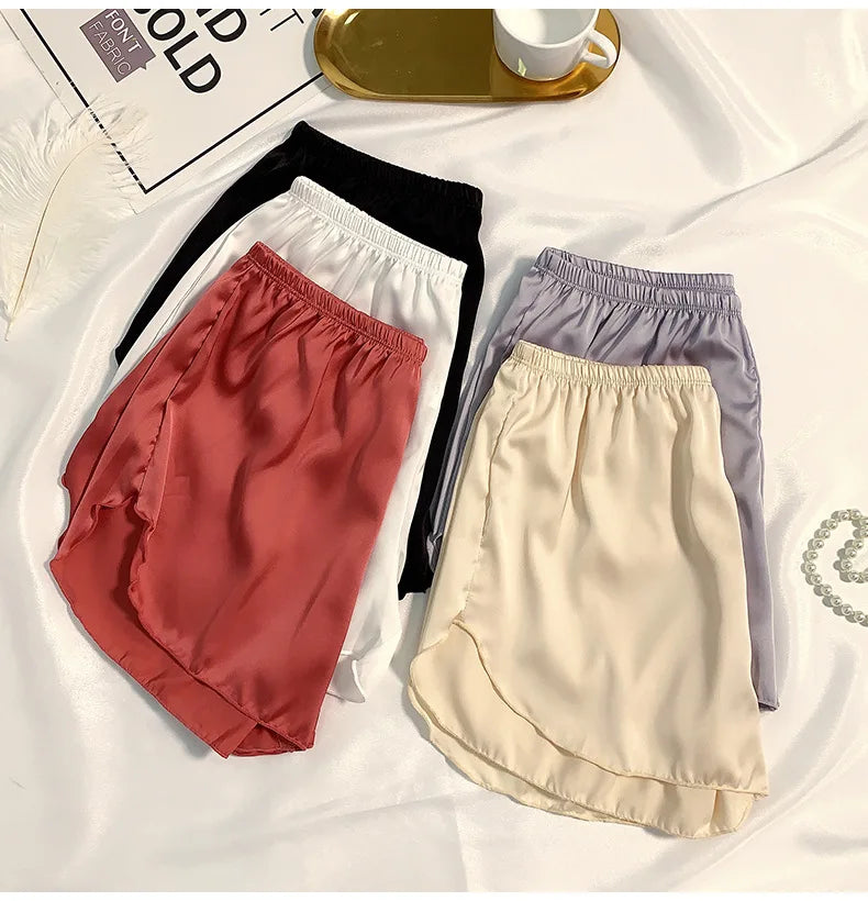 Women's Summer Ice Silk Pajama Shorts – Satin Sleepwear Bottoms