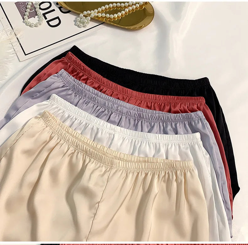 Women's Summer Ice Silk Pajama Shorts – Satin Sleepwear Bottoms