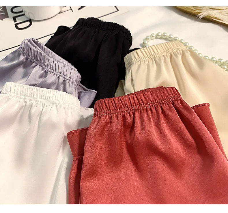 Women's Summer Ice Silk Pajama Shorts – Satin Sleepwear Bottoms