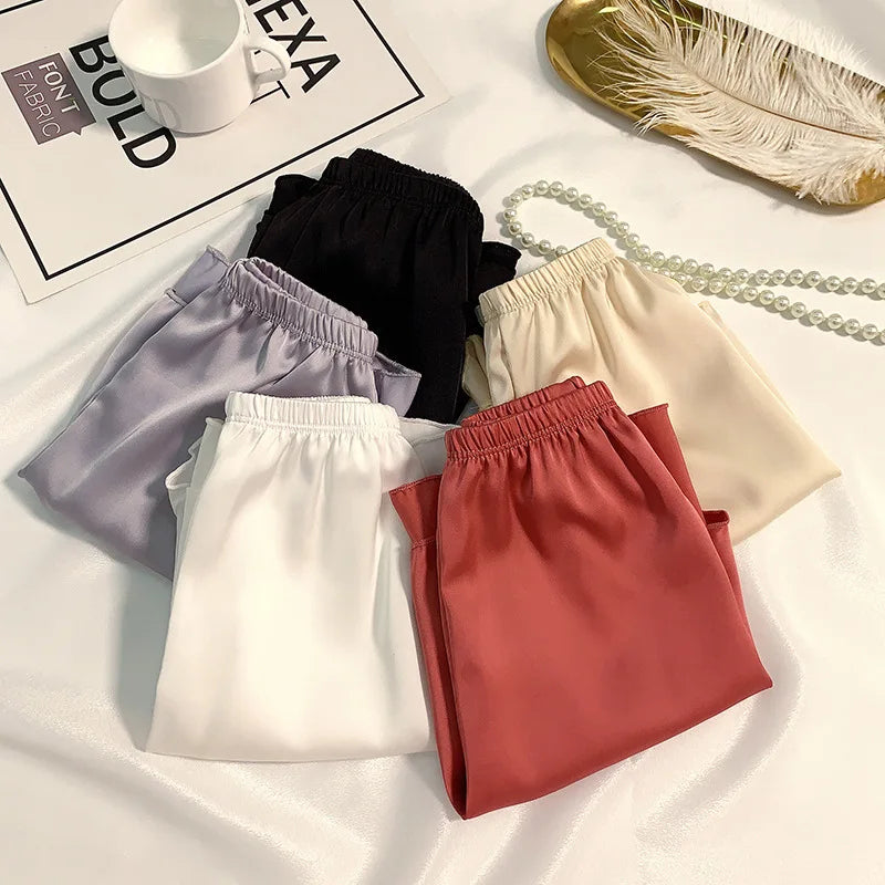 Women's Summer Ice Silk Pajama Shorts – Satin Sleepwear Bottoms