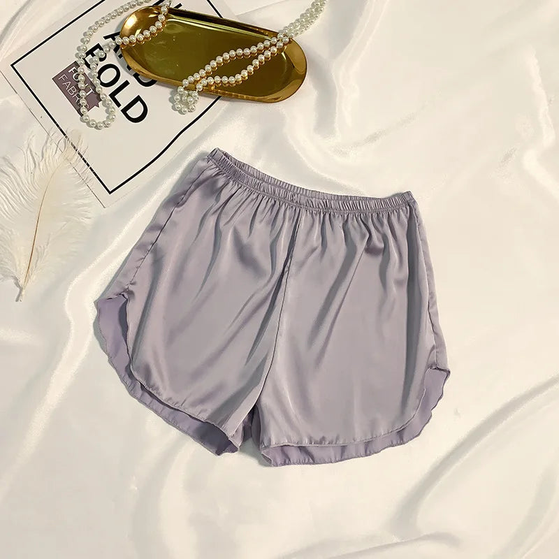 Women's Summer Ice Silk Pajama Shorts – Satin Sleepwear Bottoms