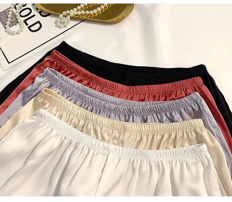 Women's Summer Ice Silk Pajama Shorts – Satin Sleepwear Bottoms