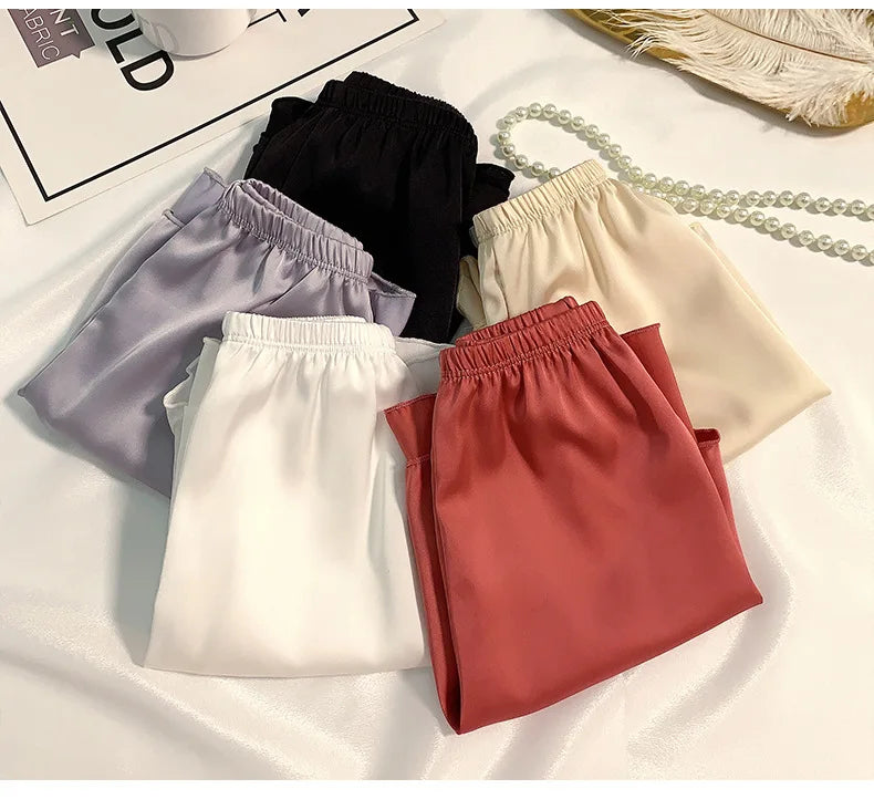Women's Summer Ice Silk Pajama Shorts – Satin Sleepwear Bottoms