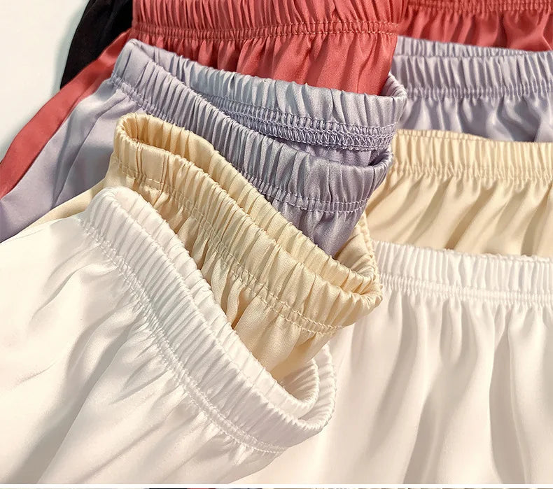 Women's Summer Ice Silk Pajama Shorts – Satin Sleepwear Bottoms
