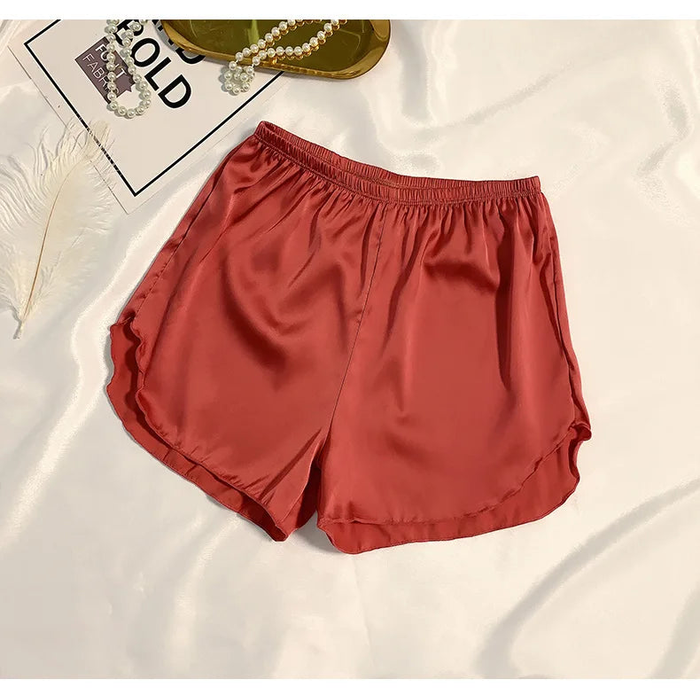 Women's Summer Ice Silk Pajama Shorts – Satin Sleepwear Bottoms
