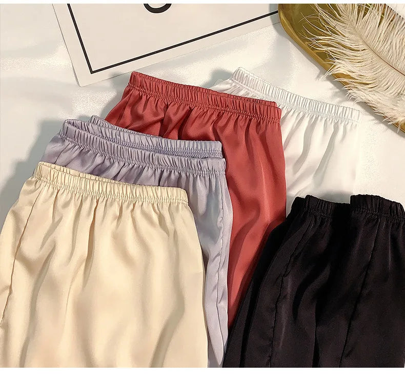 Women's Summer Ice Silk Pajama Shorts – Satin Sleepwear Bottoms